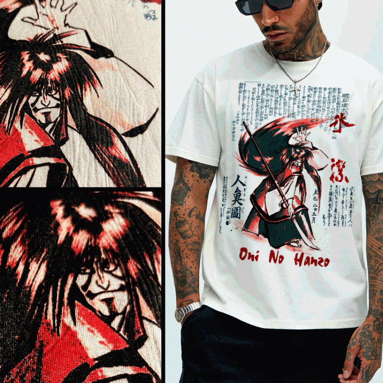 Samurai Shirt Anime Yokai Oni with spear