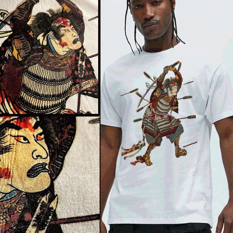 Samurai Shirt Ukiyo-e Warrior impaled by arrows