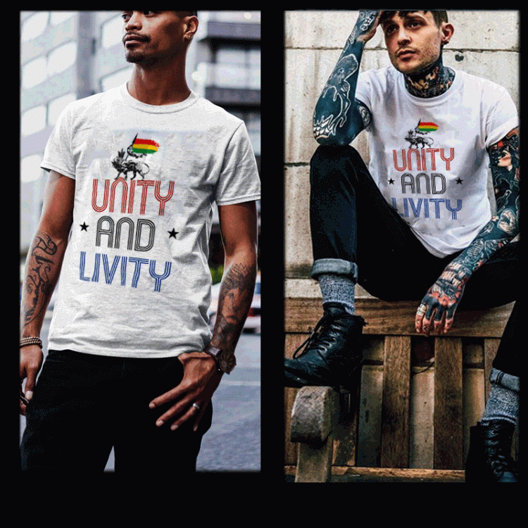 Unity and livity reggae t-shirt
