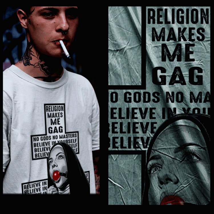 Religion makes me gag nun t-shirt