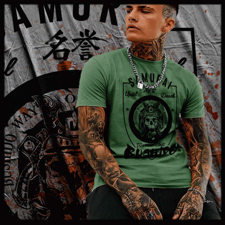 Samurai Skull And Kabuto Crest T-Shirt