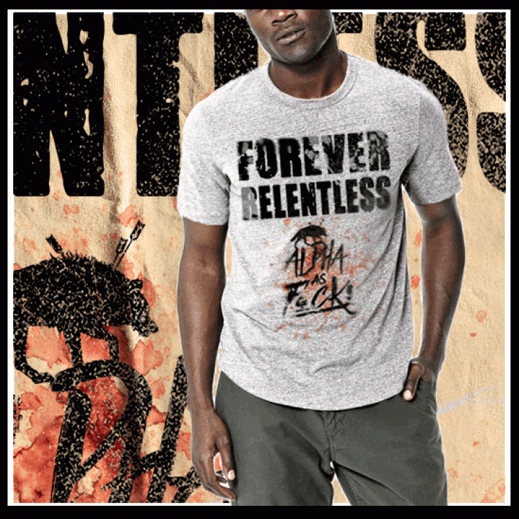 Forever Relentless Alpha As Fuck Wounded Wolf Logo T-Shirt