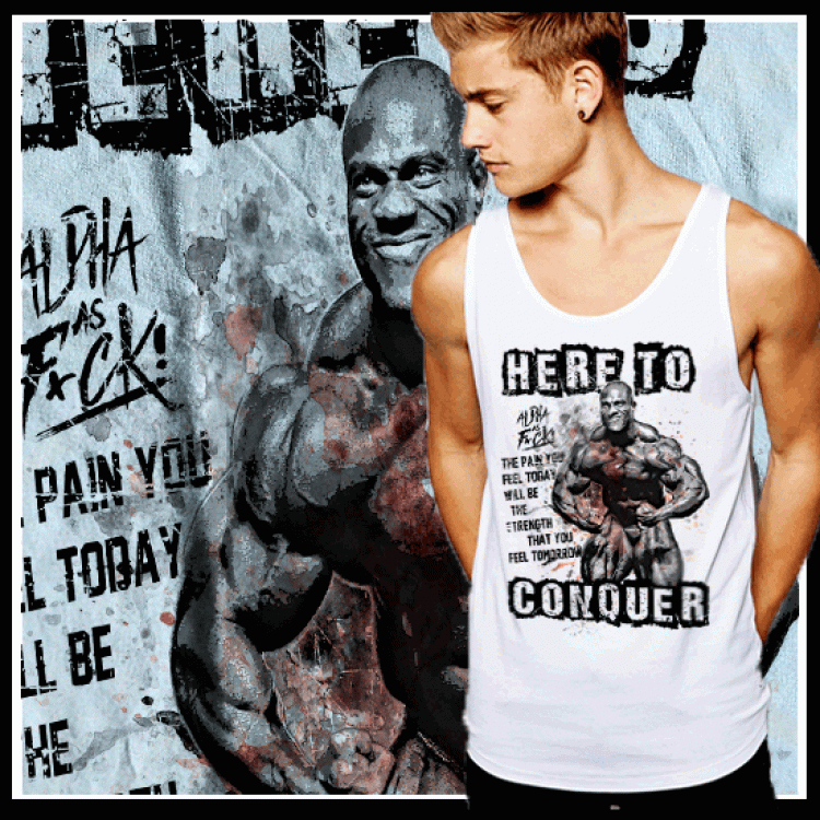 Here To Conquer Gym Quote T-Shirt 