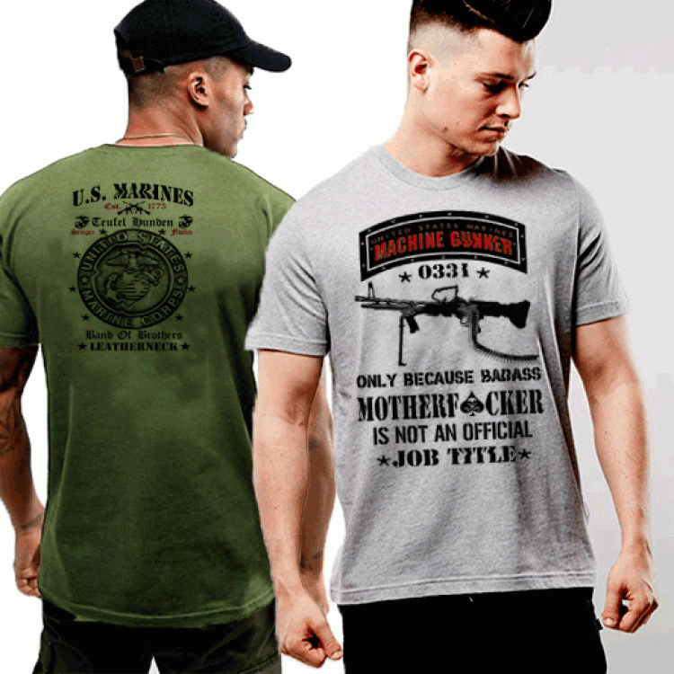 USMC 0331 Machine Gunner Badass Marine Infantryman Devil Dog T-Shirt