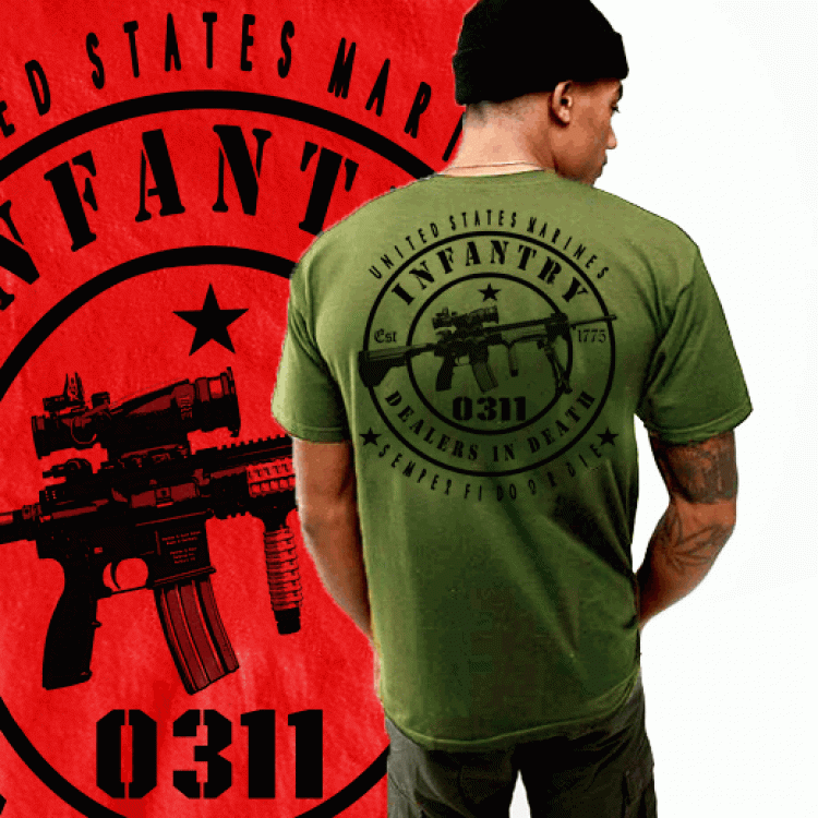 USMC Infantry T-Shirt 0311 Assault Rifle With Scope