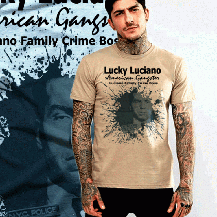 Lucky Luciano American Gangster Mob Boss Blood Splatter T-Shirt