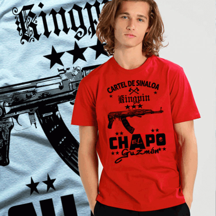El Chapo Guzman Sinaloa Cartel Short Stock Uzi T-Shirt