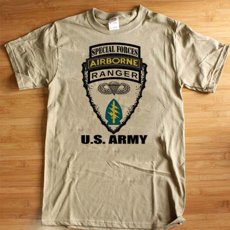 Special Forces T-Shirt US Army Airborne Ranger Sua Sponte Military Cotton Tee
