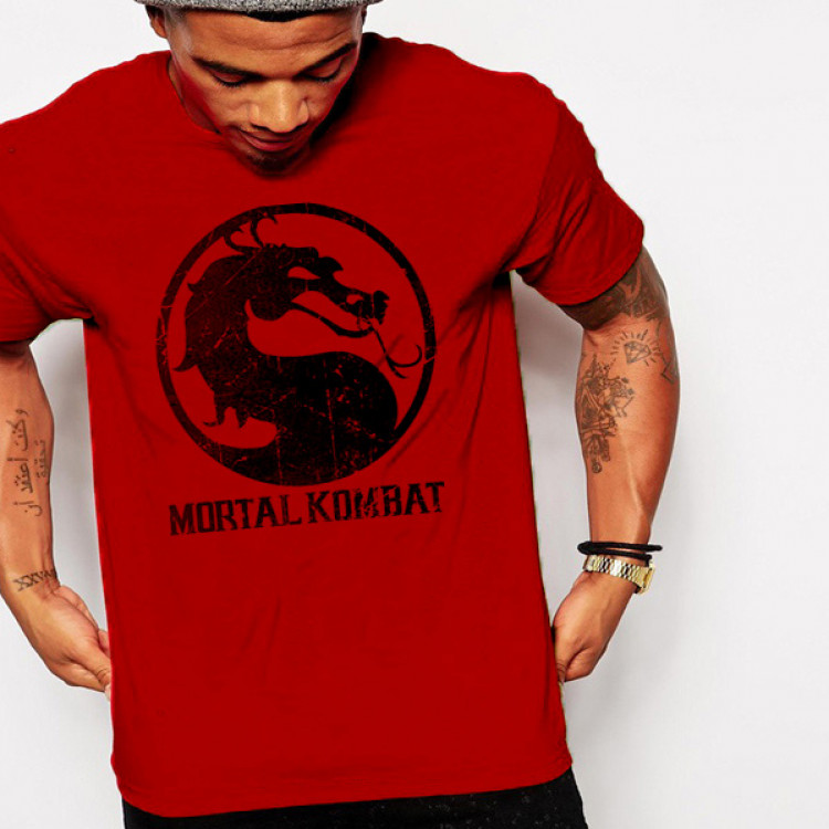Mortal Kombat dragon t-shirt distressed logo retro tee