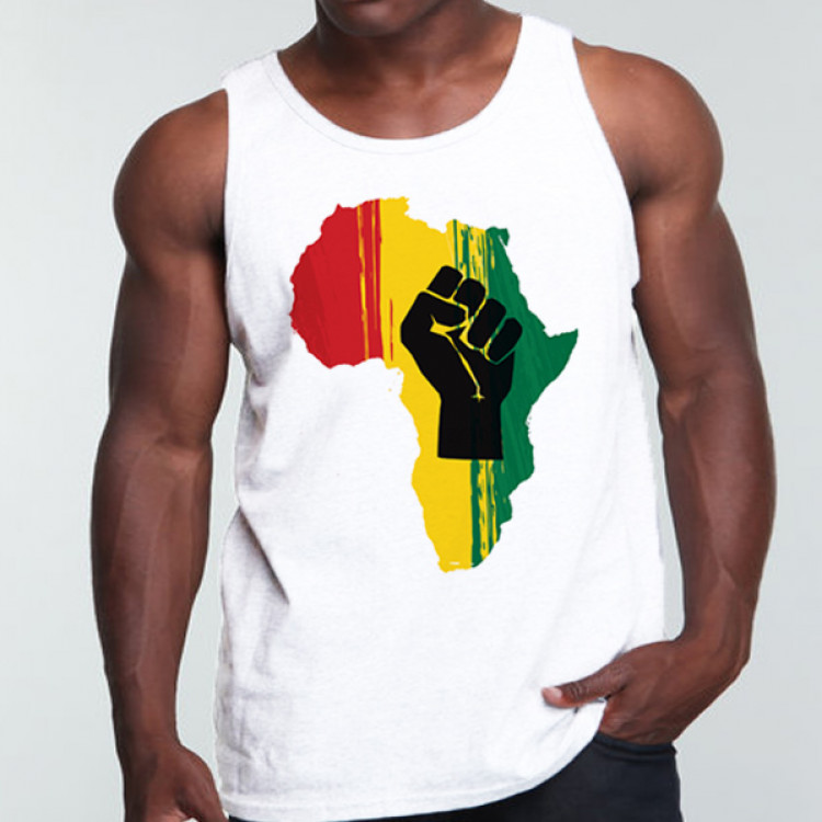 African map red yellow and green black fist t-shirt