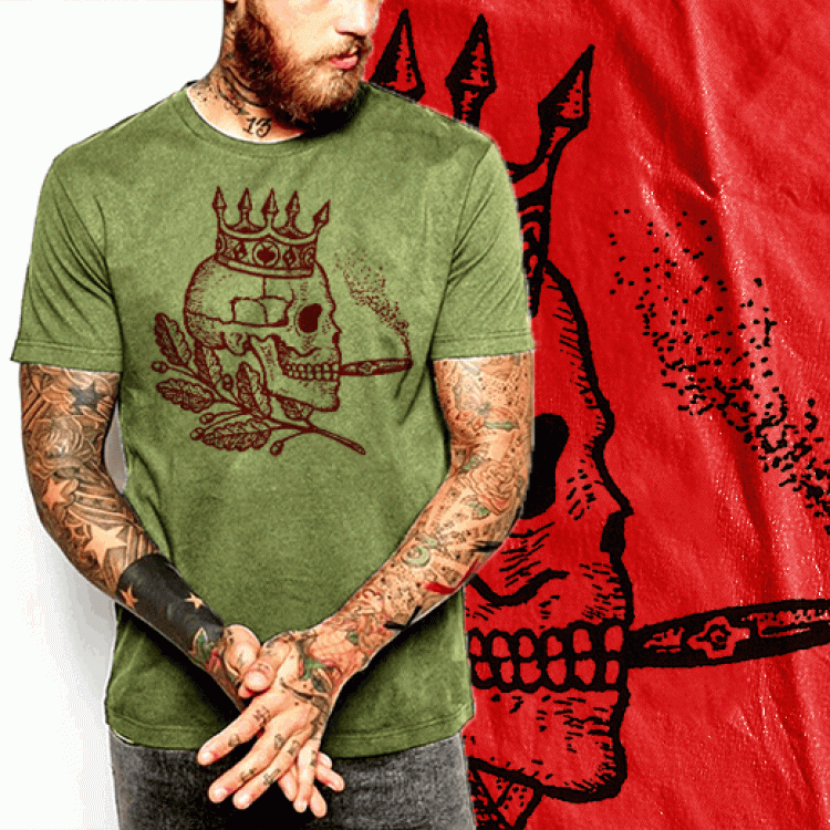 Russian Prison Tattoo T-Shirt Skull and Cigar