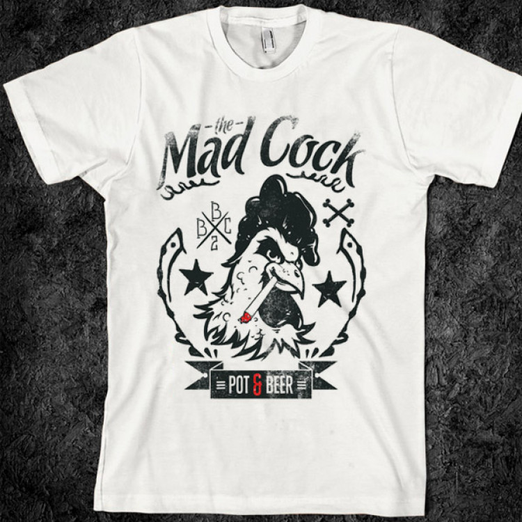 Mad Cock T-Shirt Pot and Beer 