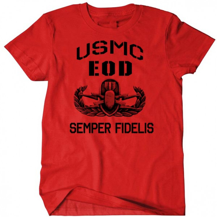 USMC T-Shirt US Marines EOD Explosive Ordnance Disposal Men Cotton Tee