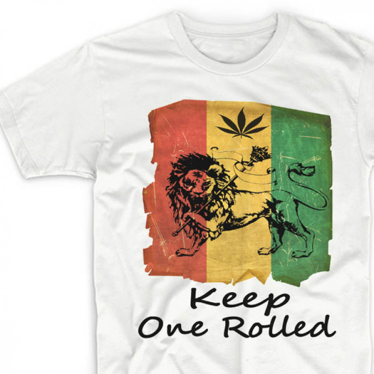 Keep one rolled rasta lion t-shirt