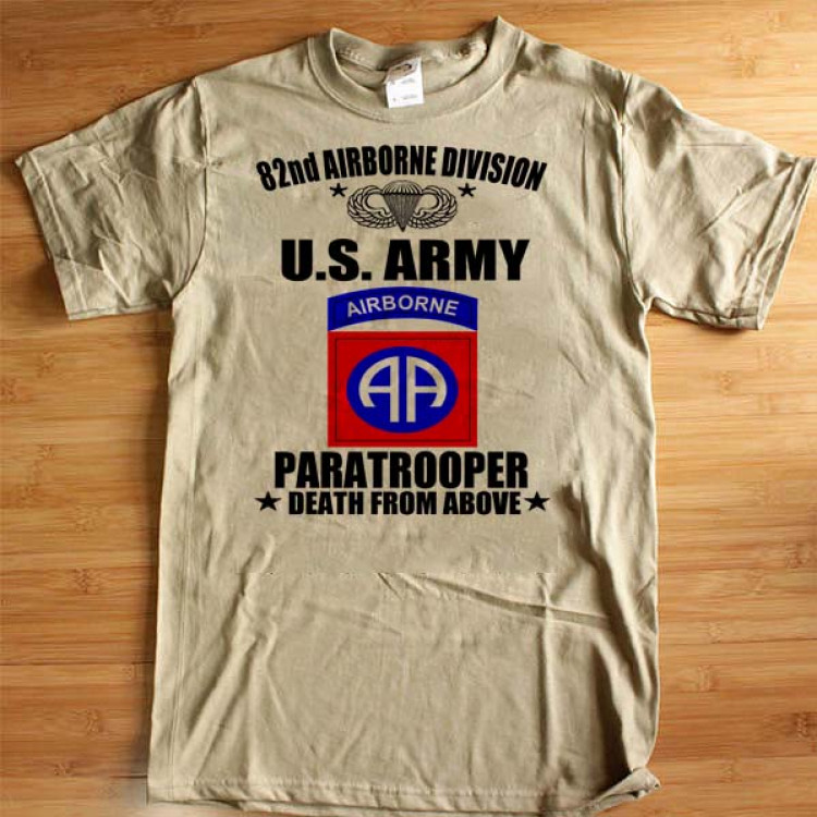 82nd Airborne Division T-Shirt US Army Paratrooper Jumpwings Death From Above Cotton Tee