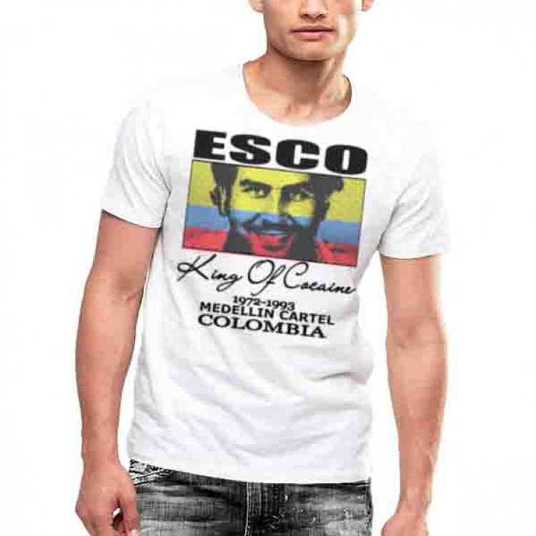 Pablo Escobar cartel de medellin t-shirt colombian flag druglord